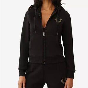 True Religion matching hoodie set with Gold Accents